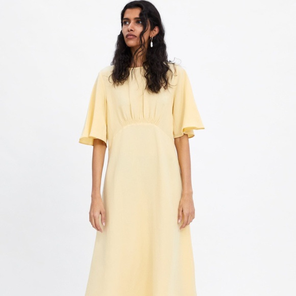 Zara Yellow Linen Maxi Dress